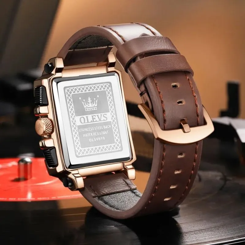 Stylish Square Dial Chronograph Timepiece