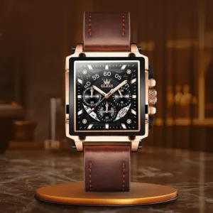 Stylish Square Dial Chronograph Timepiece