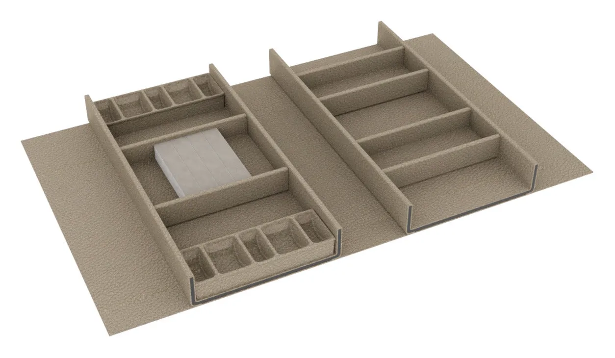 TAG Hardware Contour Configurable Modular Drawer Organization System – Fully Adjustable, Trim-to-Fit, Faux Leather