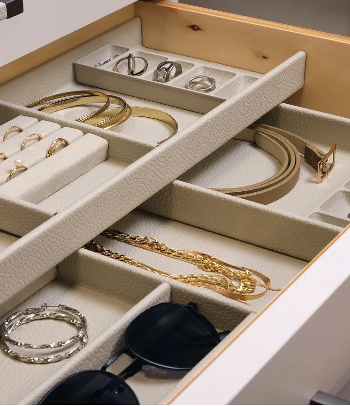 TAG Hardware Contour Configurable Modular Drawer Organization System – Fully Adjustable, Trim-to-Fit, Faux Leather