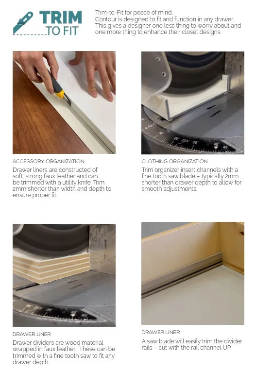 TAG Hardware Contour Configurable Modular Drawer Organization System – Fully Adjustable, Trim-to-Fit, Faux Leather