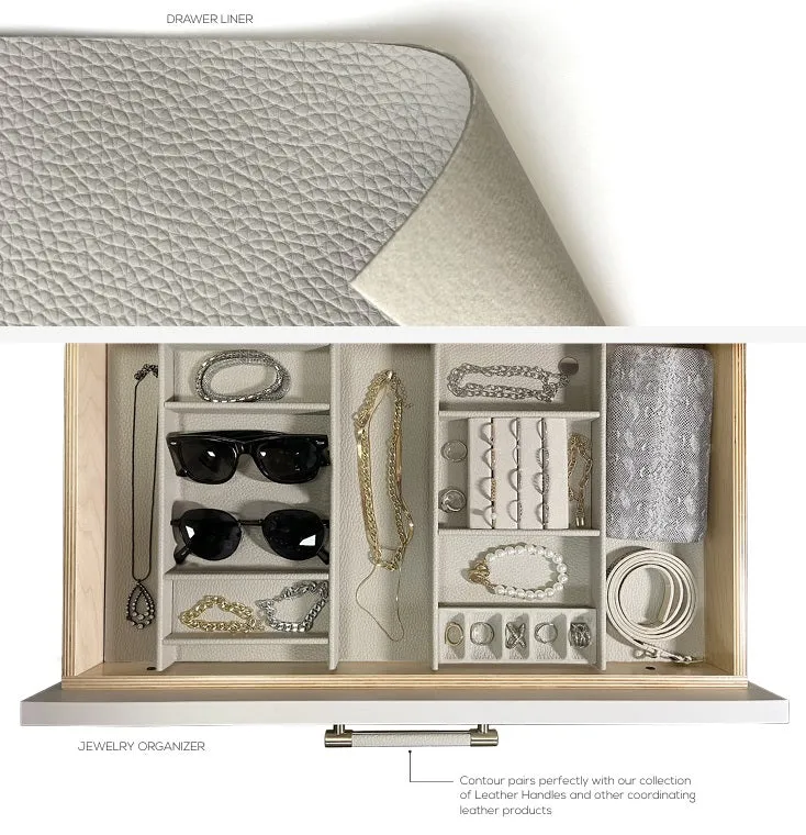 TAG Hardware Contour Configurable Modular Drawer Organization System – Fully Adjustable, Trim-to-Fit, Faux Leather