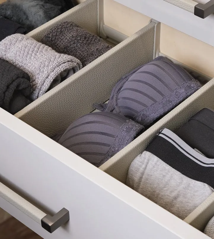 TAG Hardware Contour Configurable Modular Drawer Organization System – Fully Adjustable, Trim-to-Fit, Faux Leather