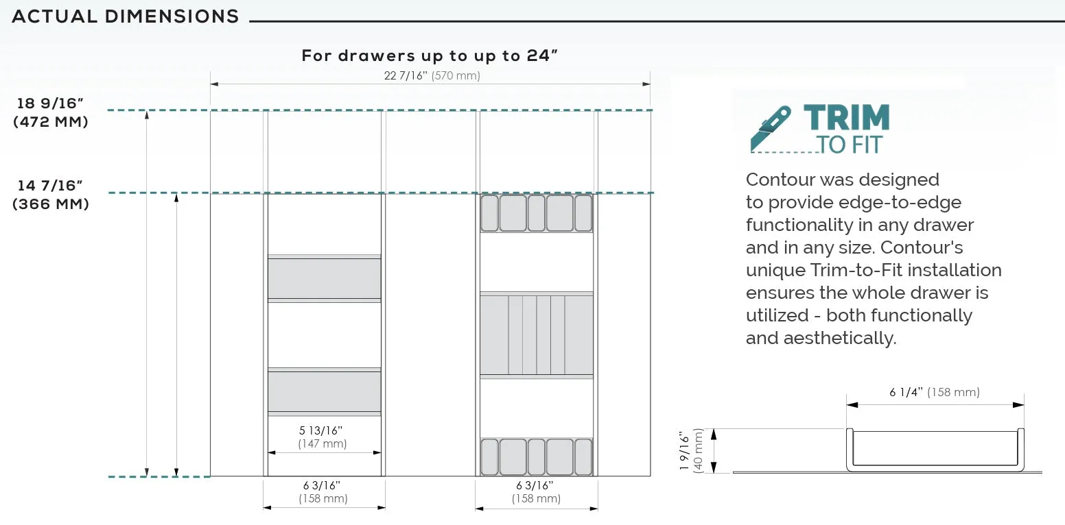 TAG Hardware Contour Configurable Modular Drawer Organization System – Fully Adjustable, Trim-to-Fit, Faux Leather