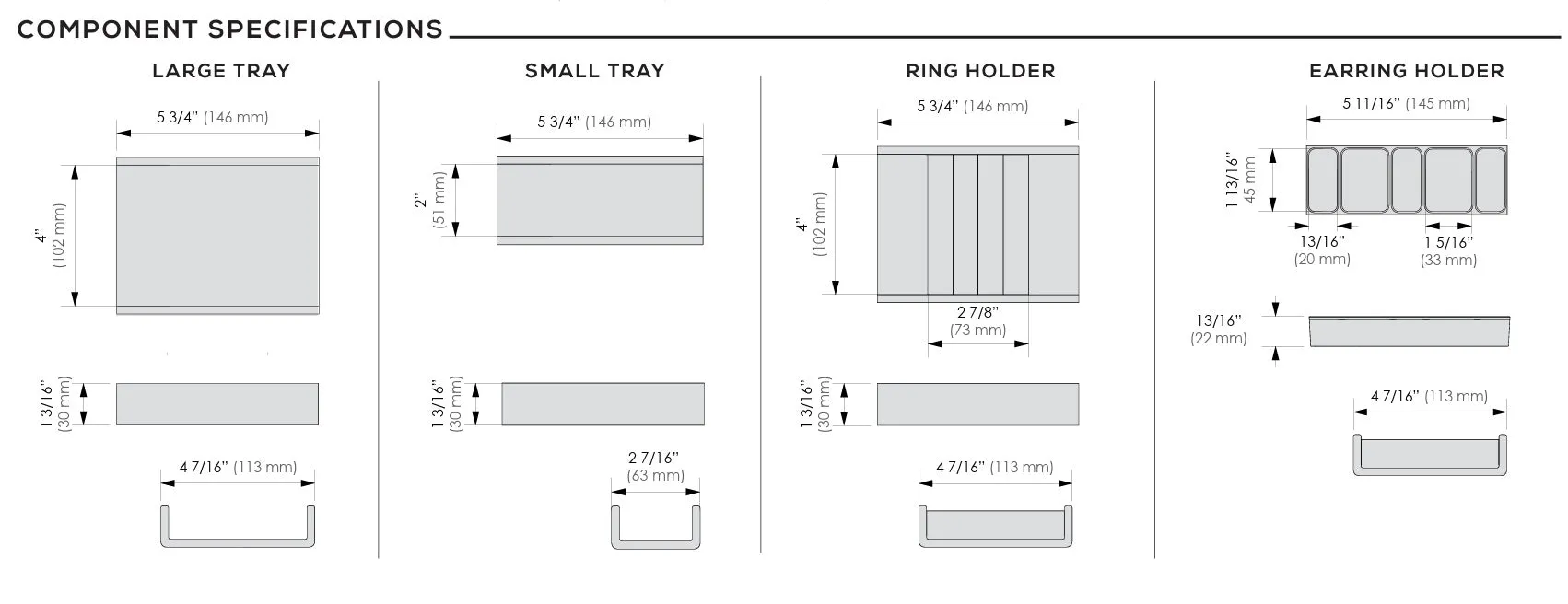 TAG Hardware Contour Configurable Modular Drawer Organization System – Fully Adjustable, Trim-to-Fit, Faux Leather