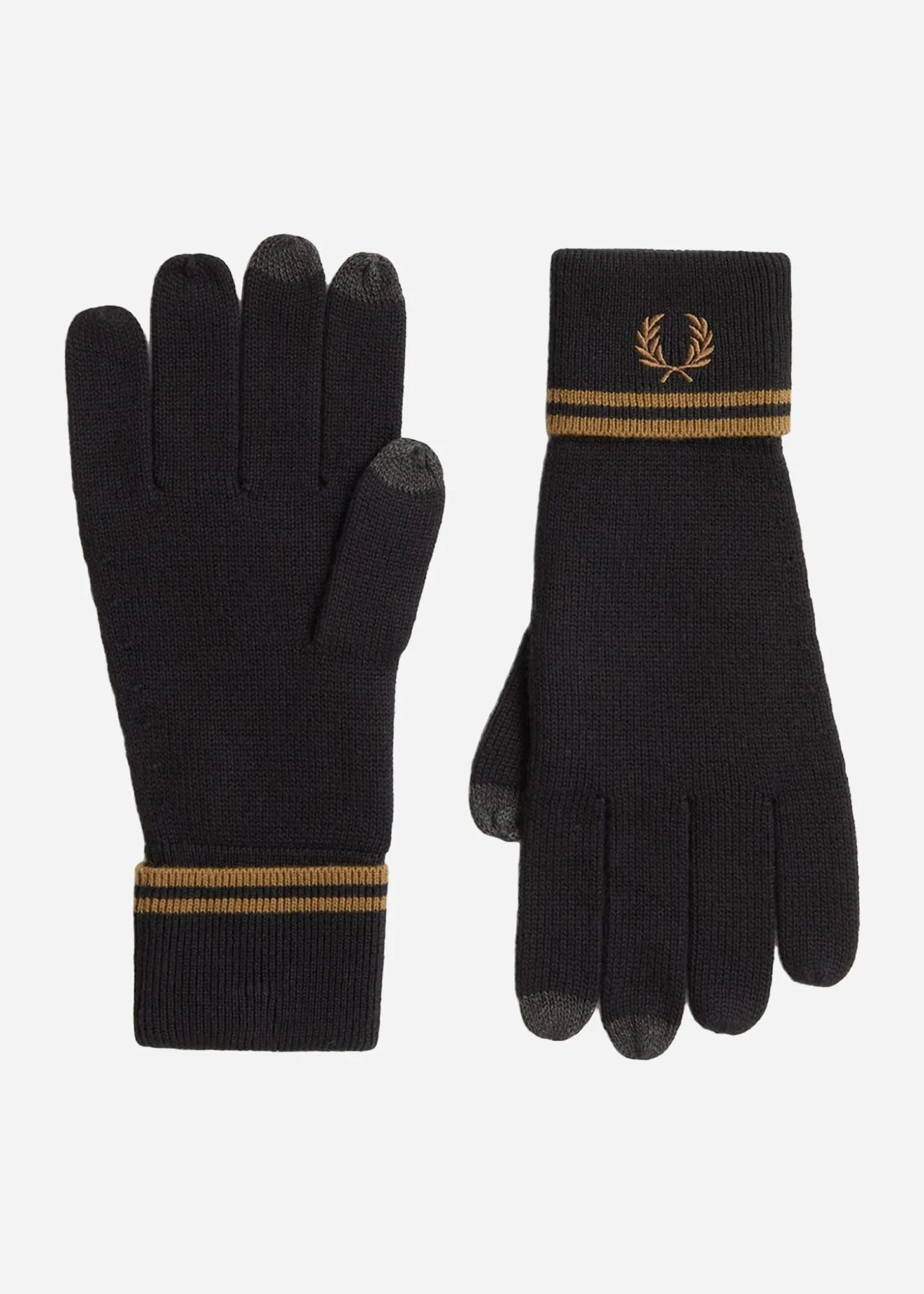 Twin tipped merino wool gloves - black shaded stone shaded stone