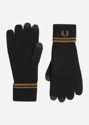 Twin tipped merino wool gloves - black shaded stone shaded stone