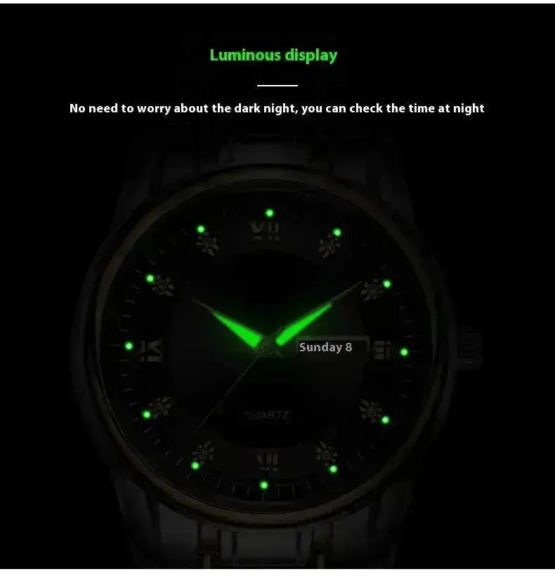 Ultra-thin Steel Strap Double Calendar Luminous Watrproof Watch