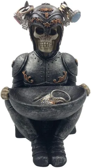 Viking Warrior Skeleton Skull Jewelry Ring Stand With Tray Trinket Holder Desk Accessories Organizer Desktop Key Holder Home Office Decoration Ornament Decor