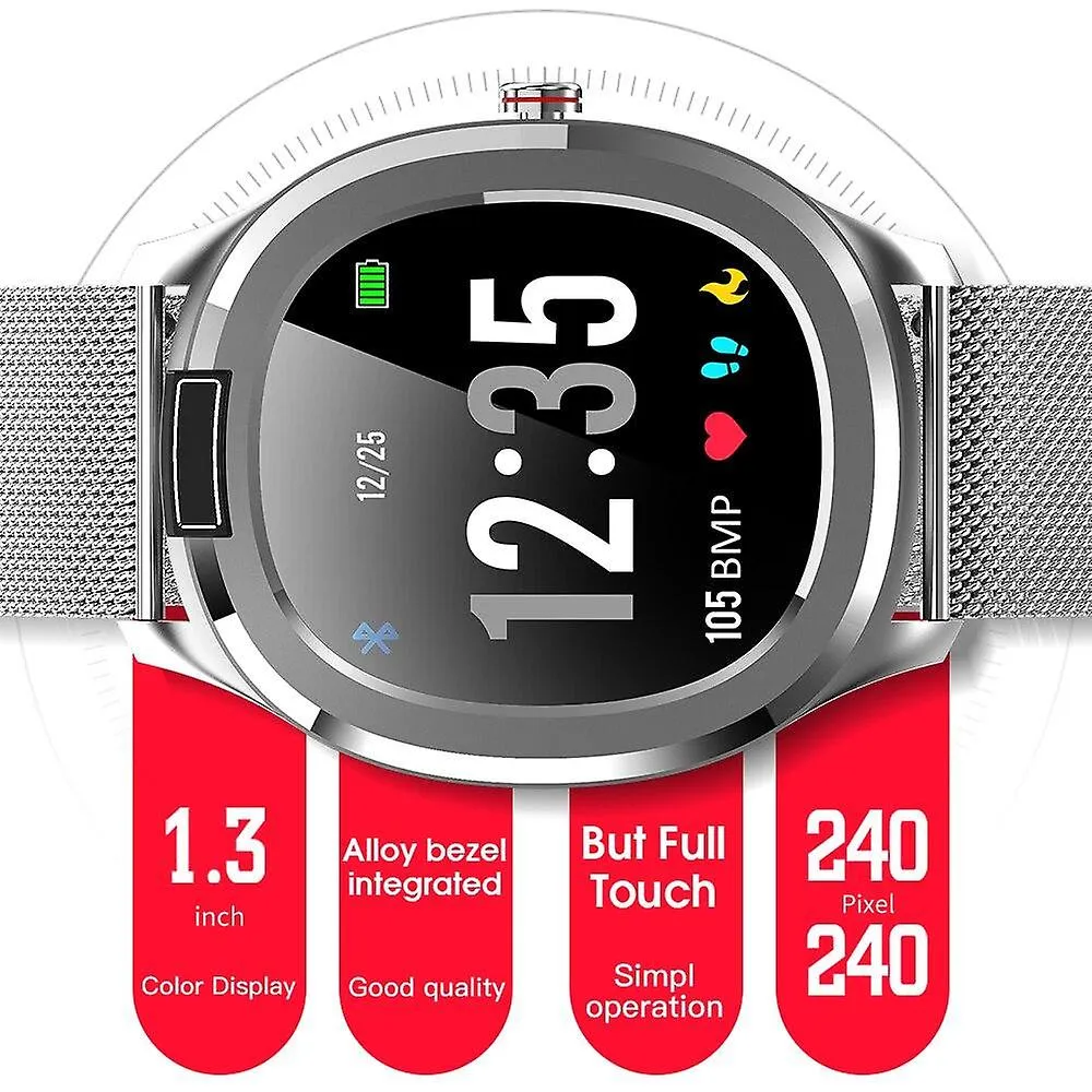 Watches thermometer smart watch waterproof heart rate ecg monitor full smart watches sv silver metal
