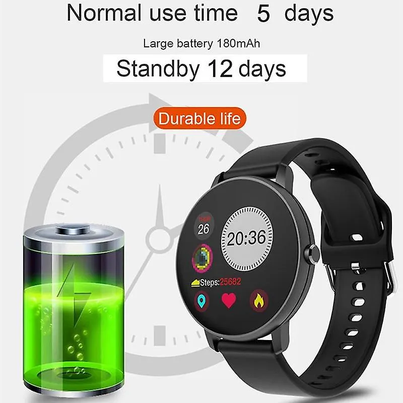 Watches touch smart watch men blood pressure heart rate monitor round smart watches w8 black siliconc