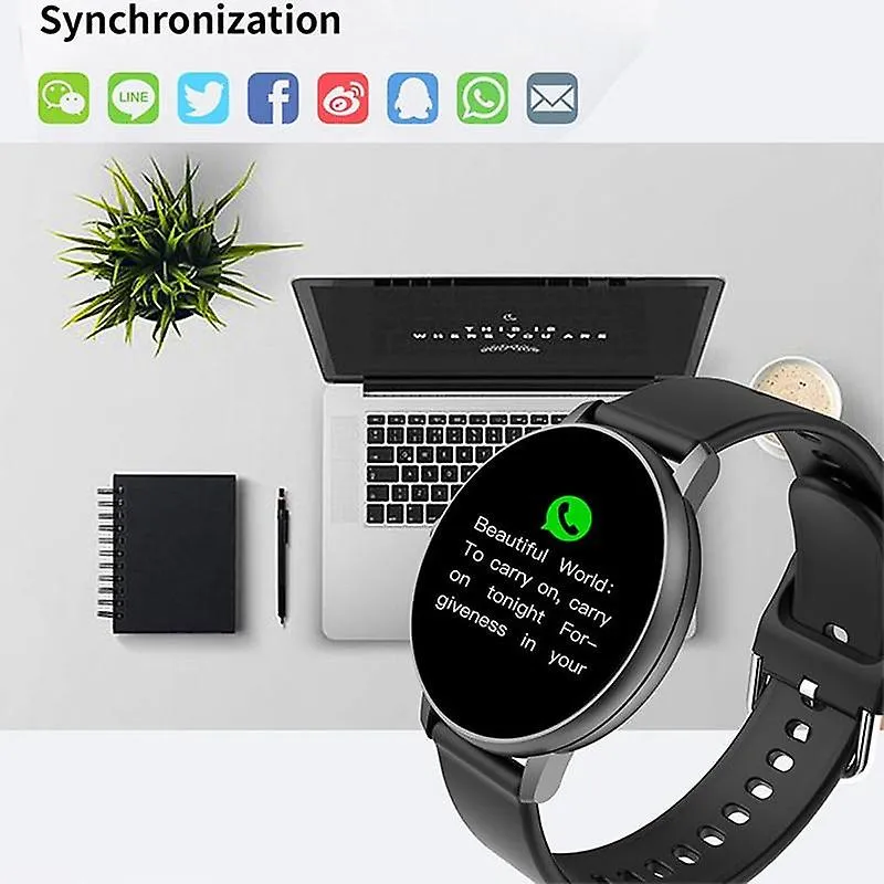 Watches touch smart watch men blood pressure heart rate monitor round smart watches w8 black siliconc