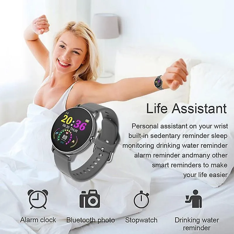 Watches touch smart watch men blood pressure heart rate monitor round smart watches w8 black siliconc