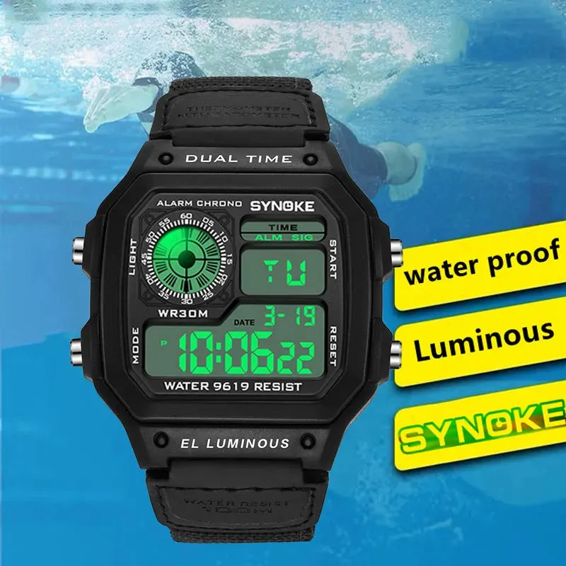 Waterproof Sports Men's Watches Retro Electronic  Luminous