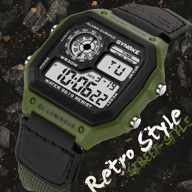 Waterproof Sports Men's Watches Retro Electronic  Luminous
