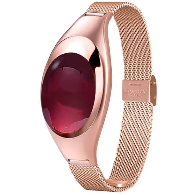 Women Ladies Girl Fashion Smart Band Watch Blood Pressure Heart Rate Monitor Smart Bracelet Fitness Tracker Metal Wristband