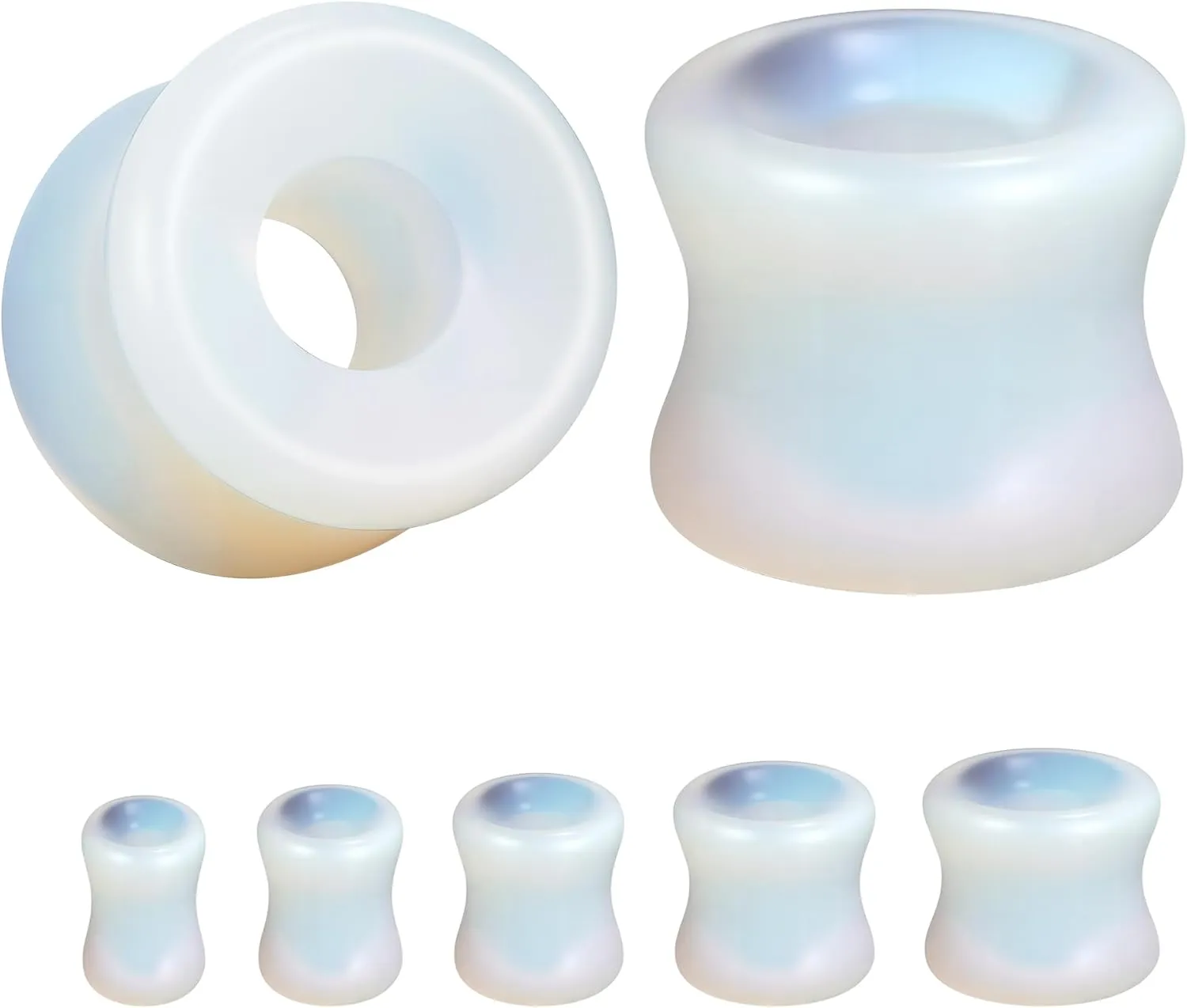 ZS 1 Pair Double Flared Nature Stone Ear Tunnel Plugs Gauges for Ear, 4G 2G 0G 00G 1/2" Gauge Earrings Piercing Jewelry for Men Women
