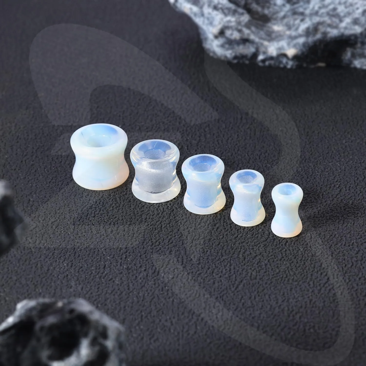 ZS 1 Pair Double Flared Nature Stone Ear Tunnel Plugs Gauges for Ear, 4G 2G 0G 00G 1/2" Gauge Earrings Piercing Jewelry for Men Women